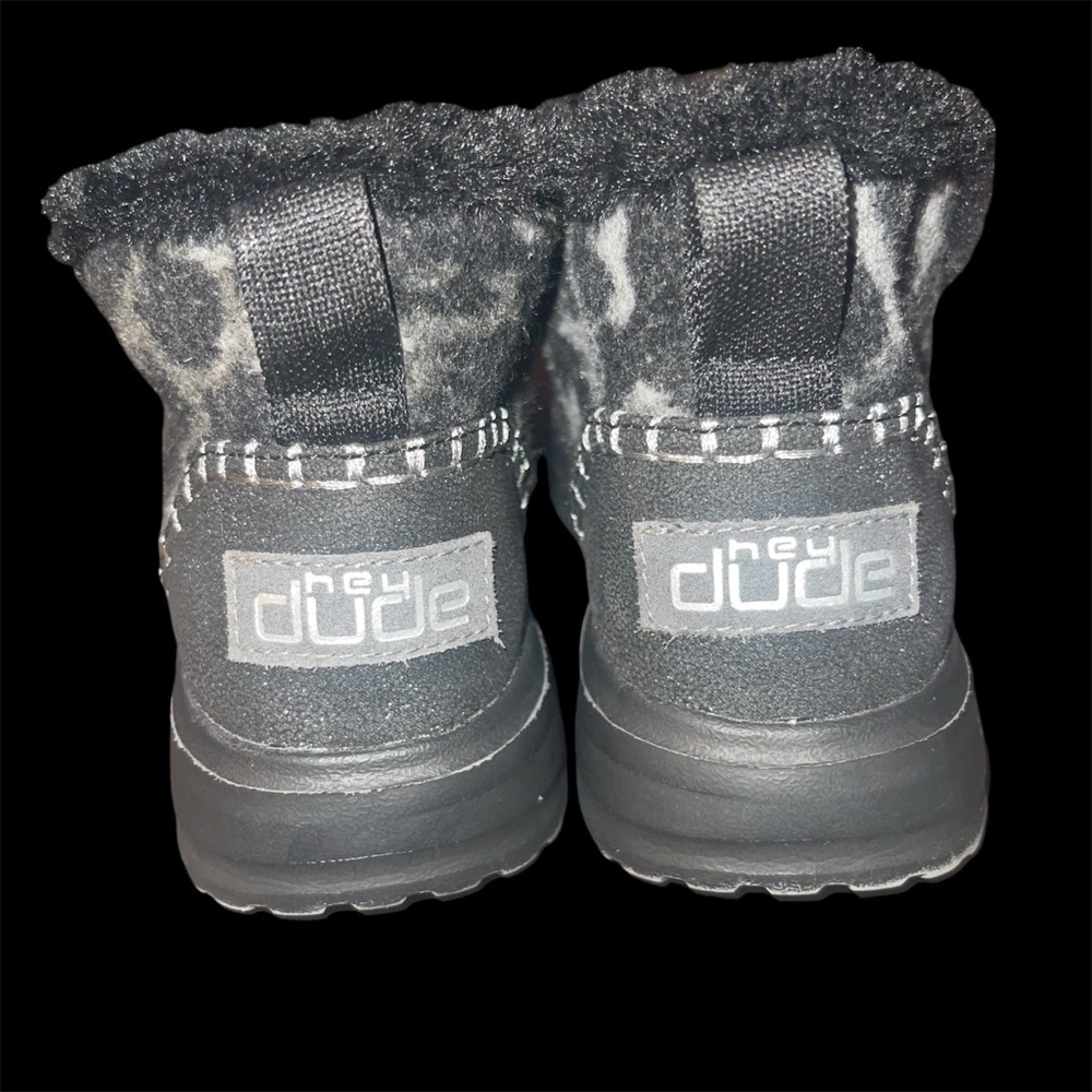 Hey Dude Denny Ankle Boots Womens Size 6 Marble Grey Leopard Print Faux Fur Shoe - Picture 6 of 9